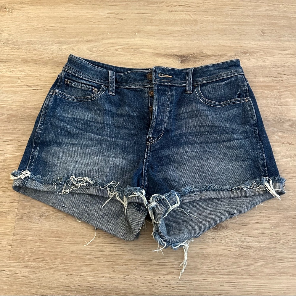 Hollister Blue Frayed Jean Shorts